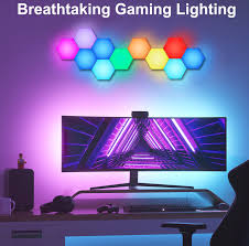 Télécommande Applique Géométrique Veilleuse Hexagonales - Ambiance LED Gamer