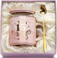 Céramique Élégante avec Couverture et Cuillère - Idée Cadeau Parfaite pour les Filles de 15 Ans