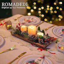 Plateau Décoratif Rectangulaire en Bois pour Bougies