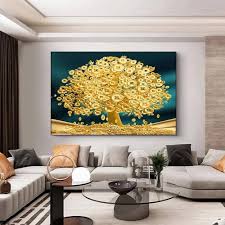 KADING Grande Toile Murale Dorée - Élégance et Raffinement