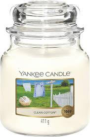 Bougie Yankee Candle Moyenne « Coton Frais » - Évasion parfumée