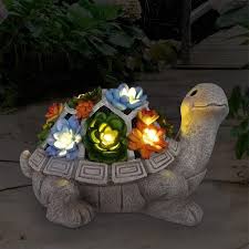 Statue Solaire Tortue Décoration Succulente Lumineuse