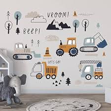 Autocollant Décoratif Excavatrice pour la Chambre de Bébé Garçon
