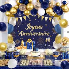 Jollyboom Joyeux Anniversaire - Décorations de Fête en Bleu