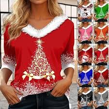 Sweatshirt Multicolore Impression Noël Femme - Tomwell