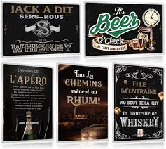 Plaque Décorative en Métal - Ensemble de 5 Pièces pour Restaurants